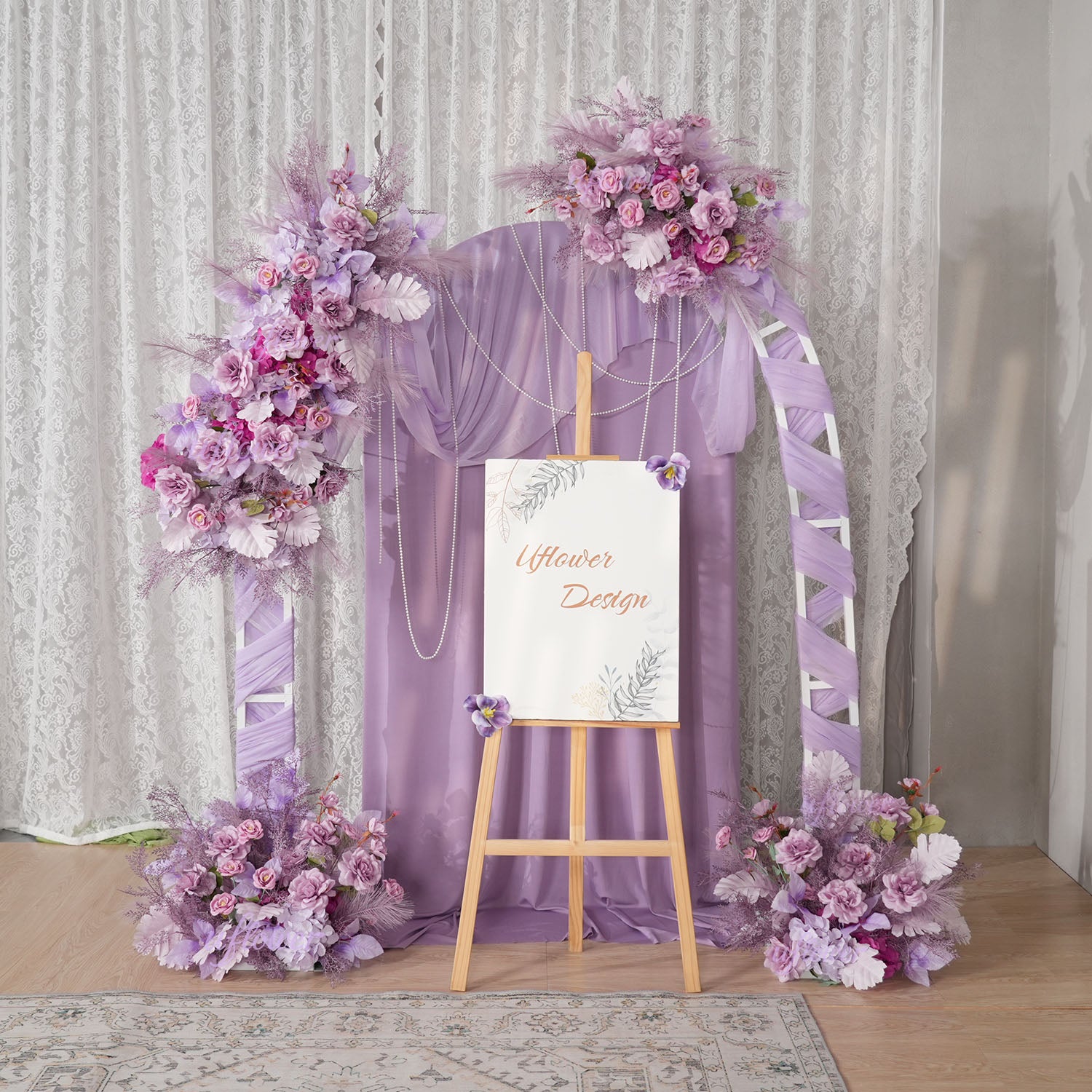 Uflower Purple Flower Arrangement Wedding Party Backdrop Floral Props